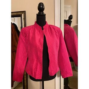 SILK CLUB Collection Pink Solid Zip Up Jacket Sz Medium